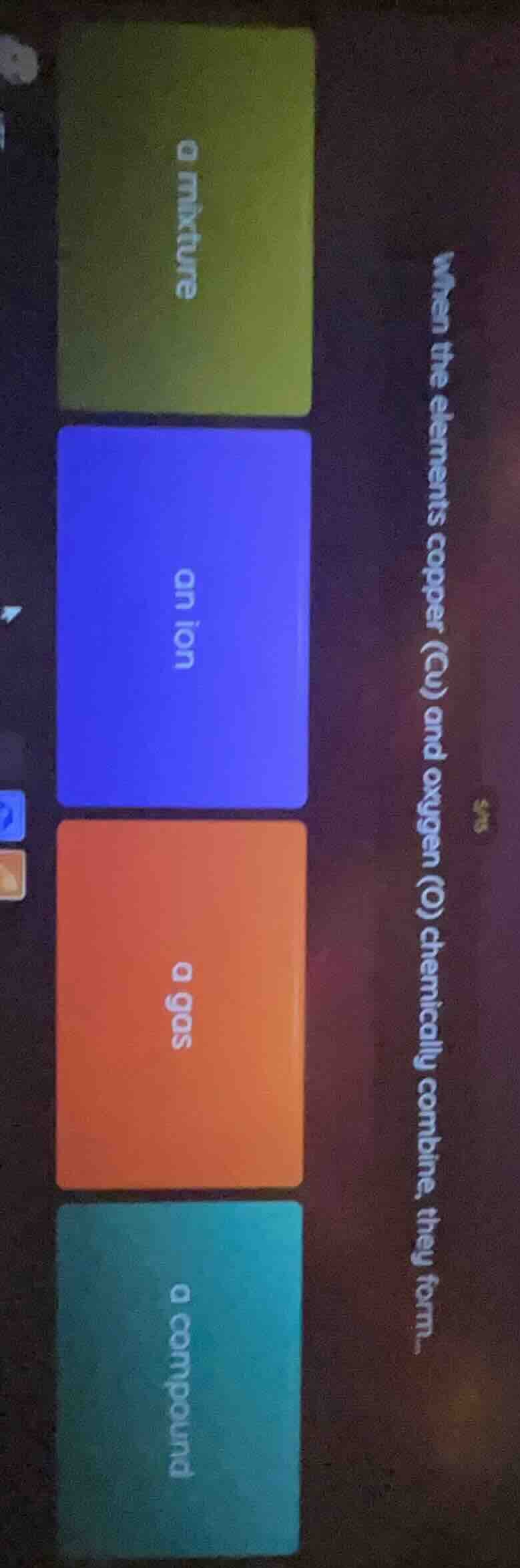 when the elements copper (cu) and oxygen (o) chemically combine, they f…