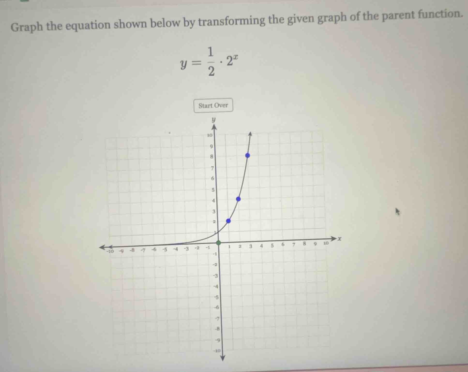 graph the equation shown below by transforming the given graph of the p…