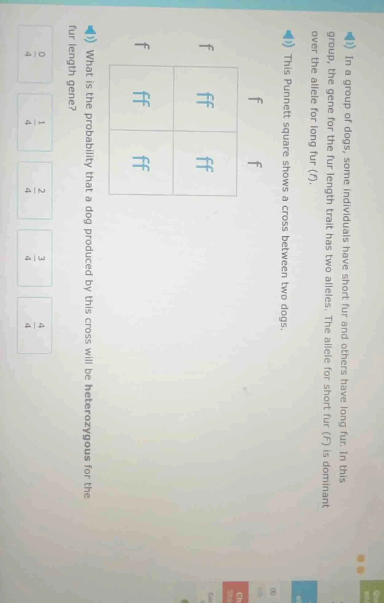 in a group of dogs, some individuals have short fur and others have lon…