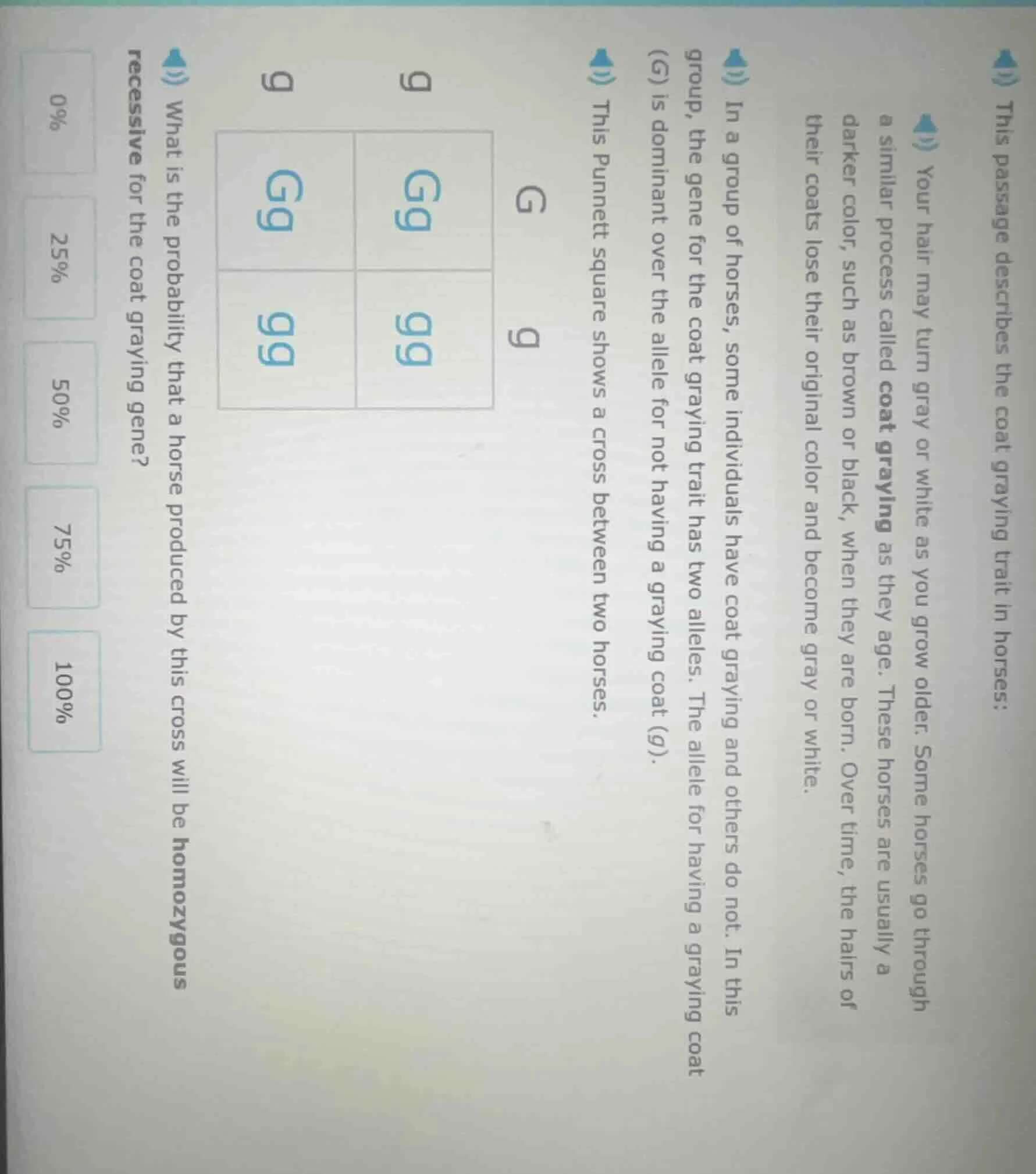 this passage describes the coat graying trait in horses: your hair may …