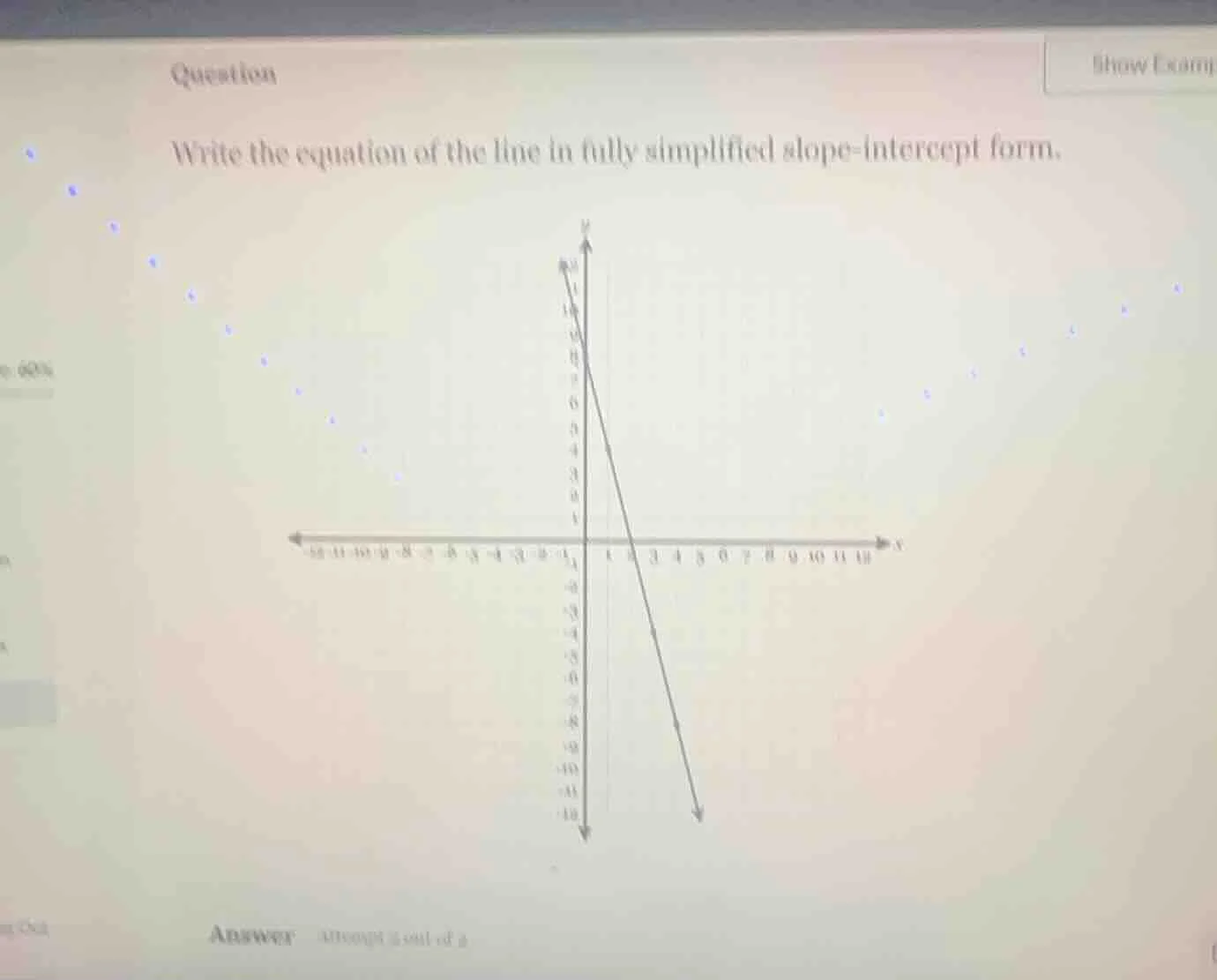 question write the equation of the line in fully simplified slope - int…