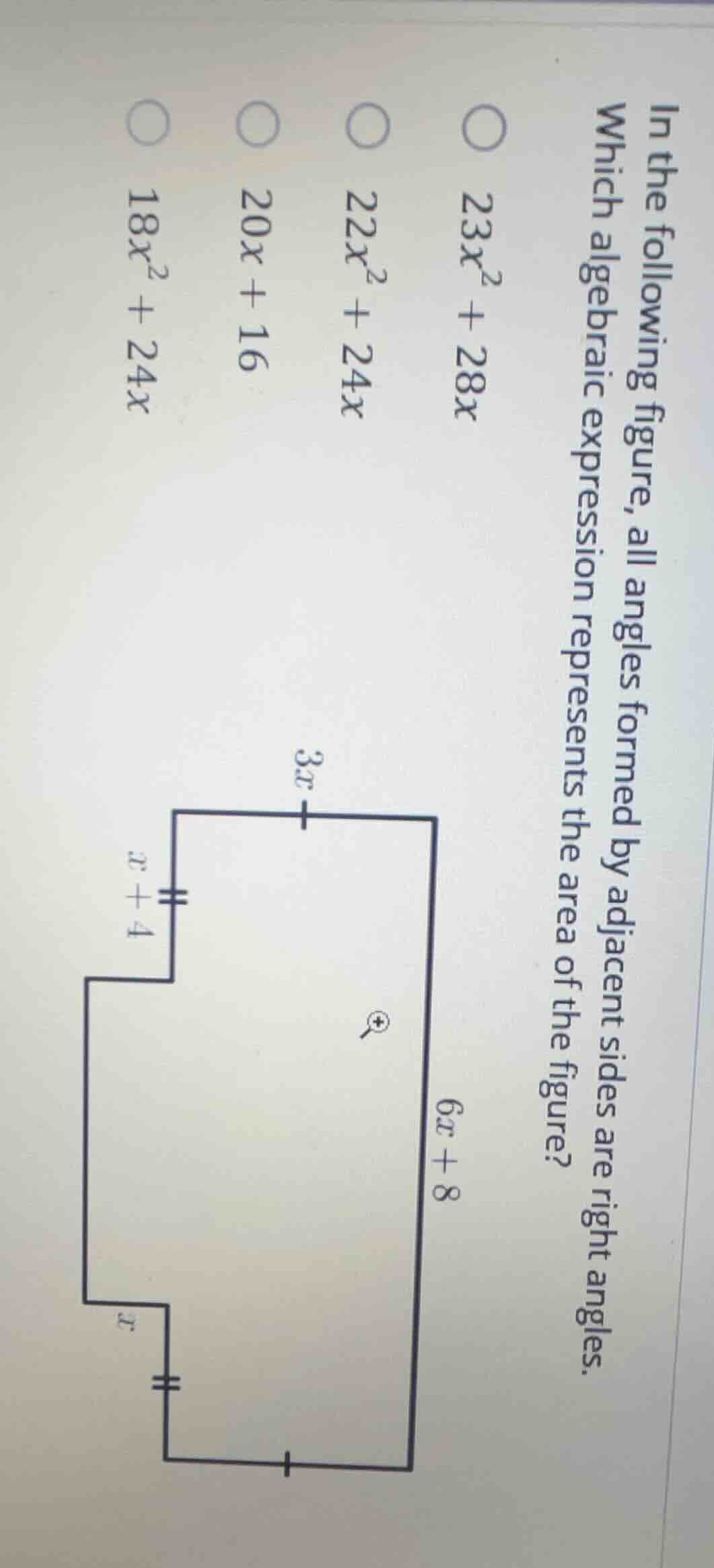 in the following figure, all angles formed by adjacent sides are right …