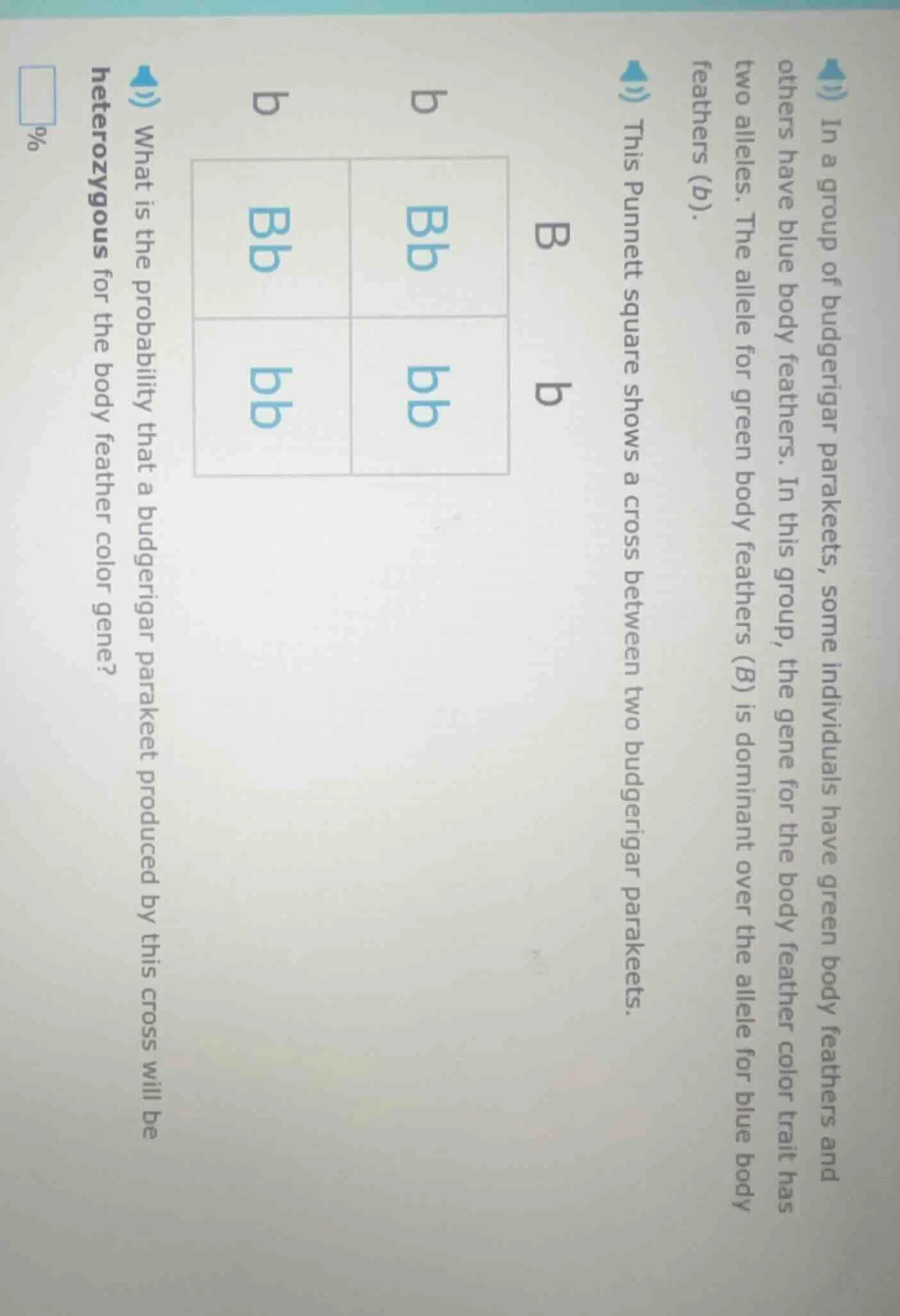 in a group of budgerigar parakeets, some individuals have green body fe…