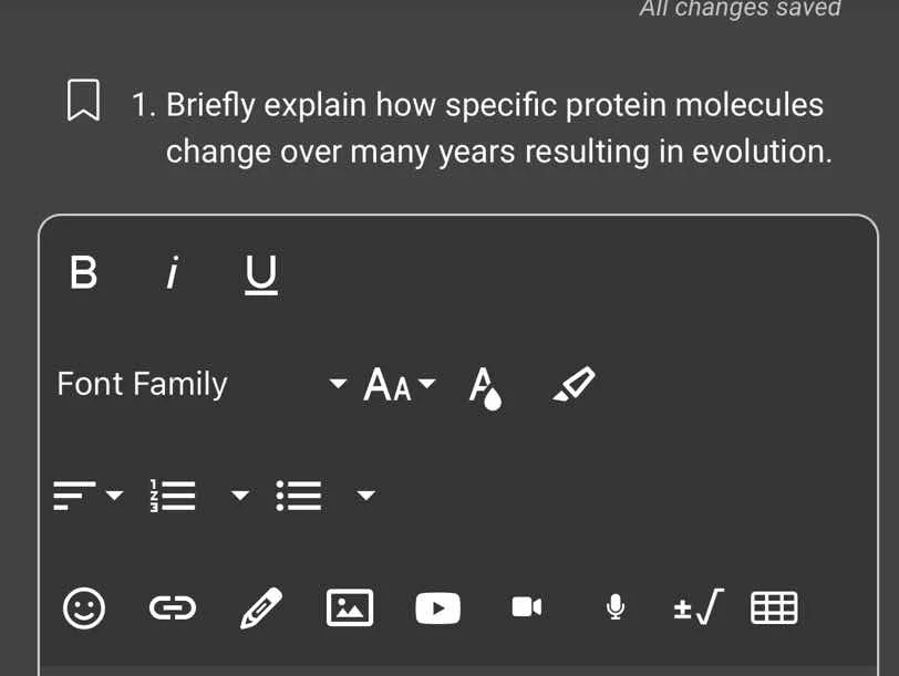 1. briefly explain how specific protein molecules change over many year…