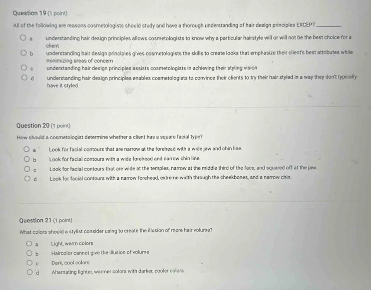 question 19 (1 point) all of the following are reasons cosmetologists s…