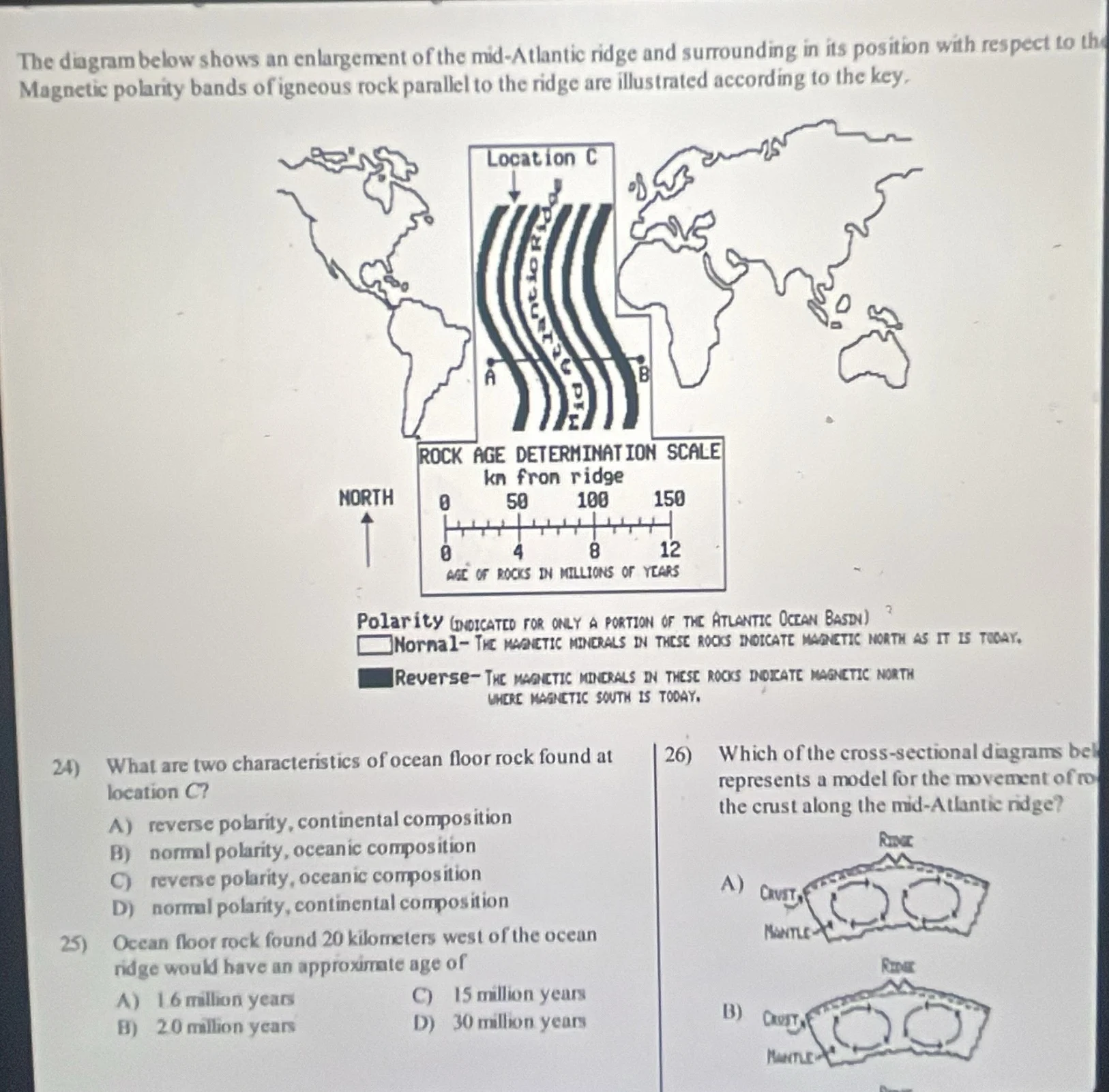 the diagram below shows an enlargement of the mid - atlantic ridge and …