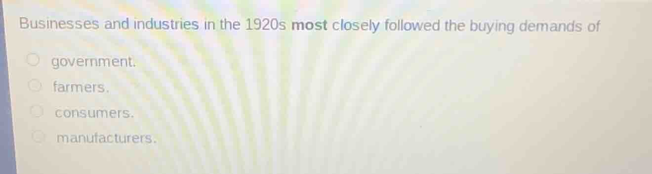 businesses and industries in the 1920s most closely followed the buying…