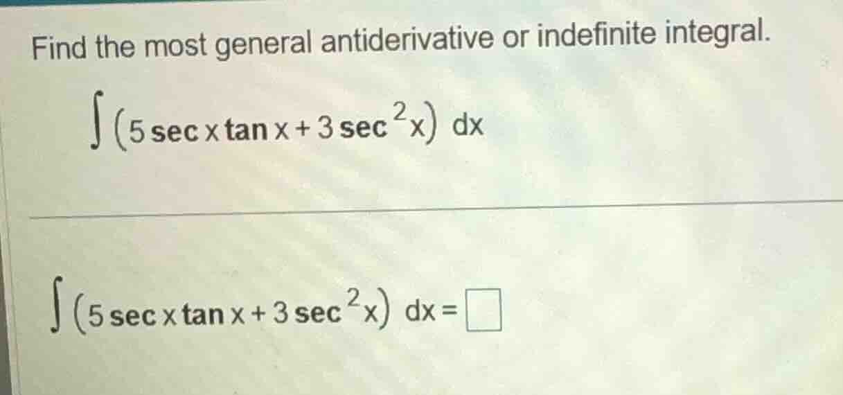 find the most general antiderivative or indefinite integral.\\(\\int \\…