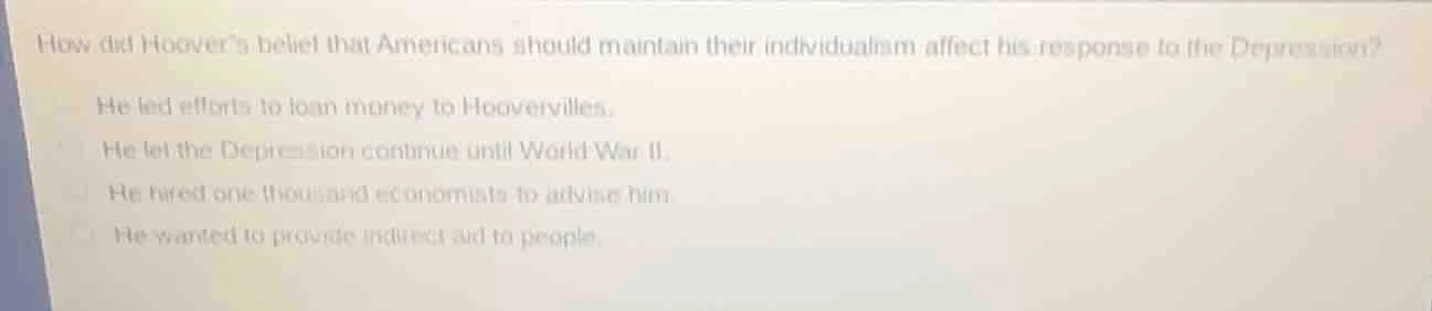 how did hoover’s belief that americans should maintain their individual…