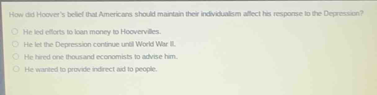 how did hoovers belief that americans should maintain their individuali…