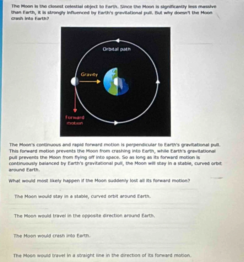 the moon is the closest celestial object to earth. since the moon is si…