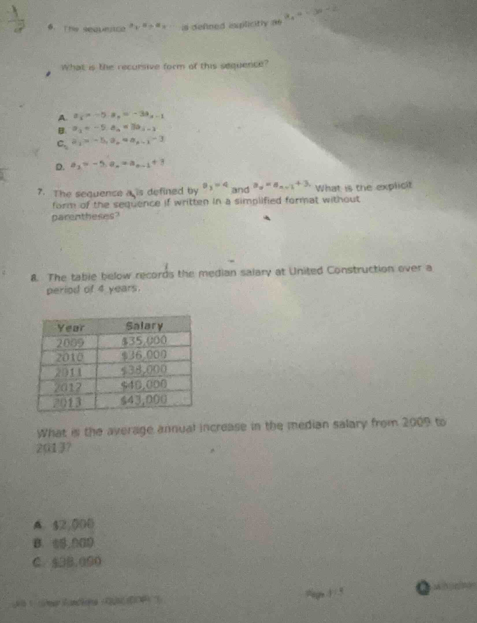 6. the sequence ... is defined explicitly as ... what is the recursive …