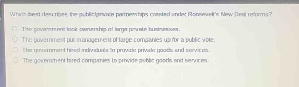 which best describes the public/private partnerships created under roos…