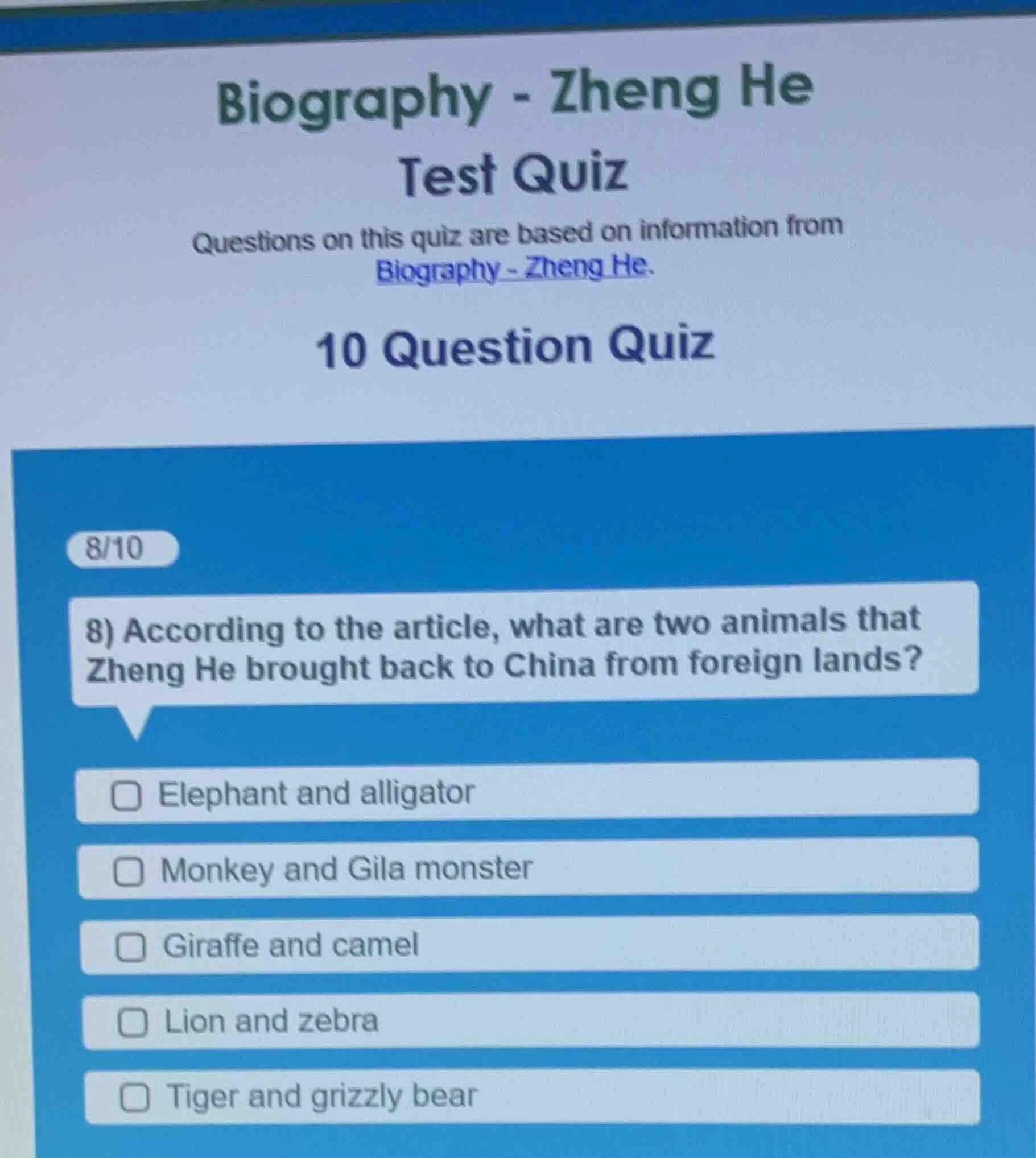 biography - zheng he test quiz questions on this quiz are based on info…