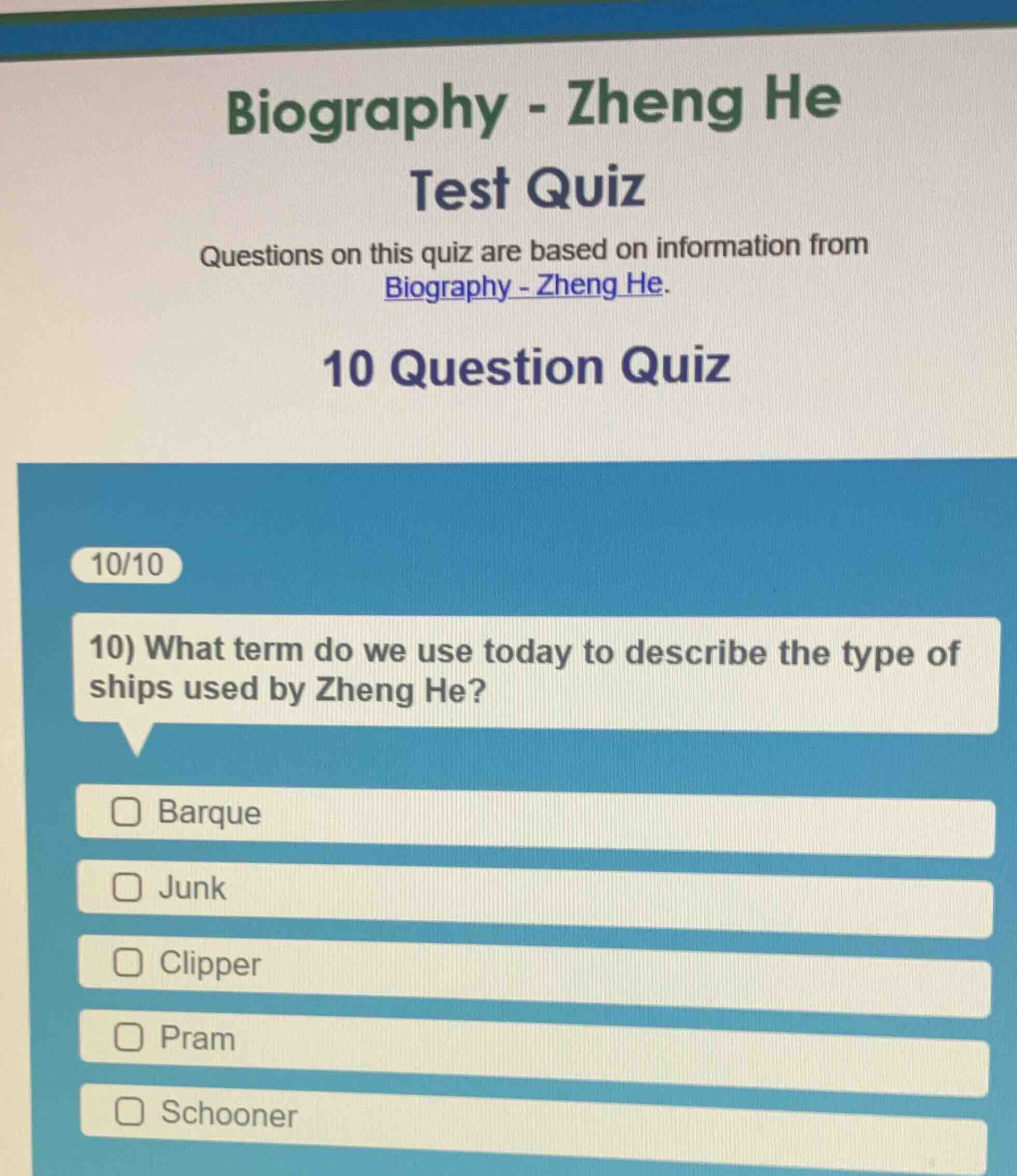 biography - zheng he test quiz questions on this quiz are based on info…