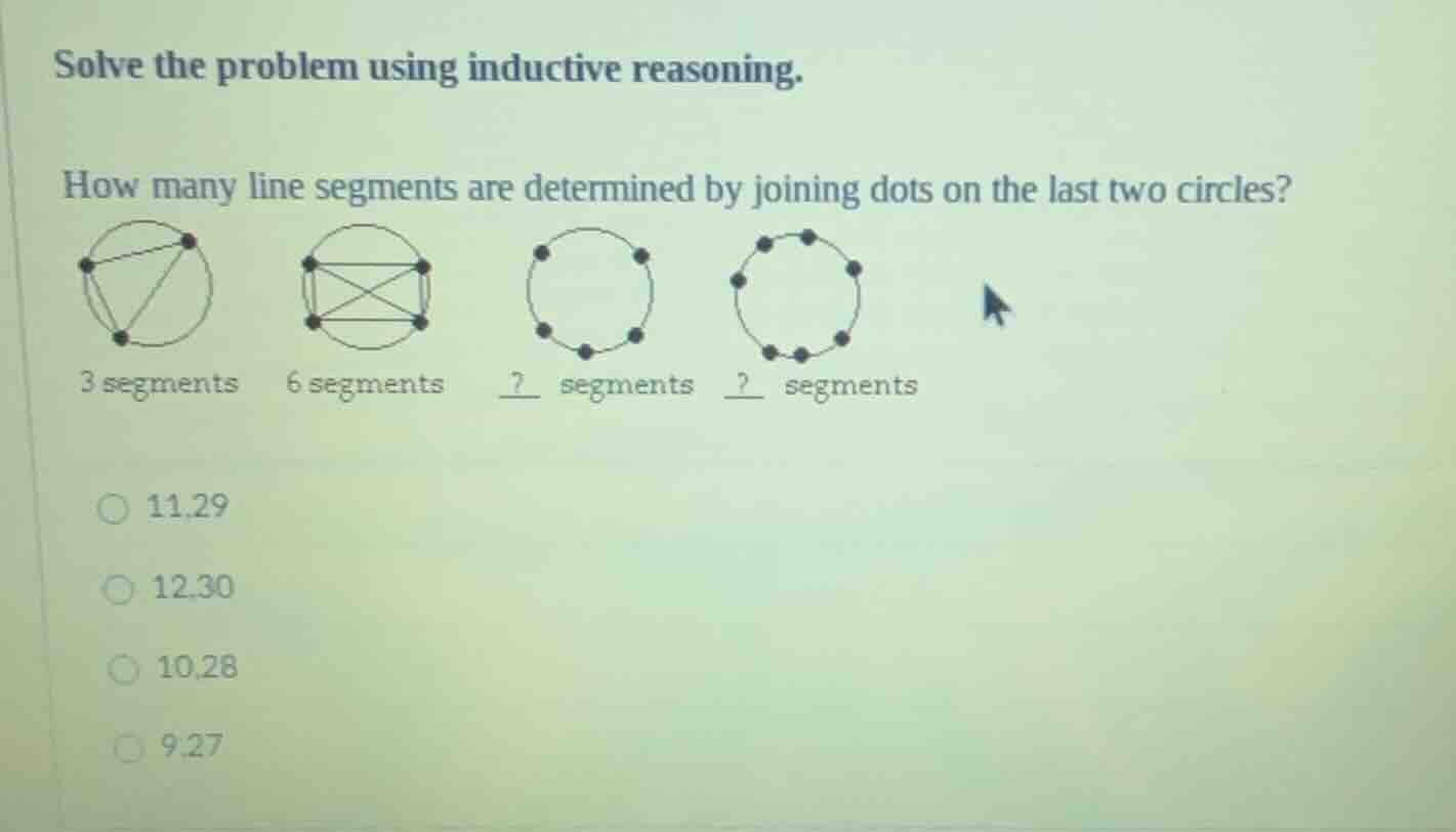 solve the problem using inductive reasoning. how many line segments are…