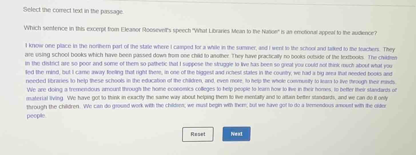 select the correct text in the passage. which sentence in this excerpt …