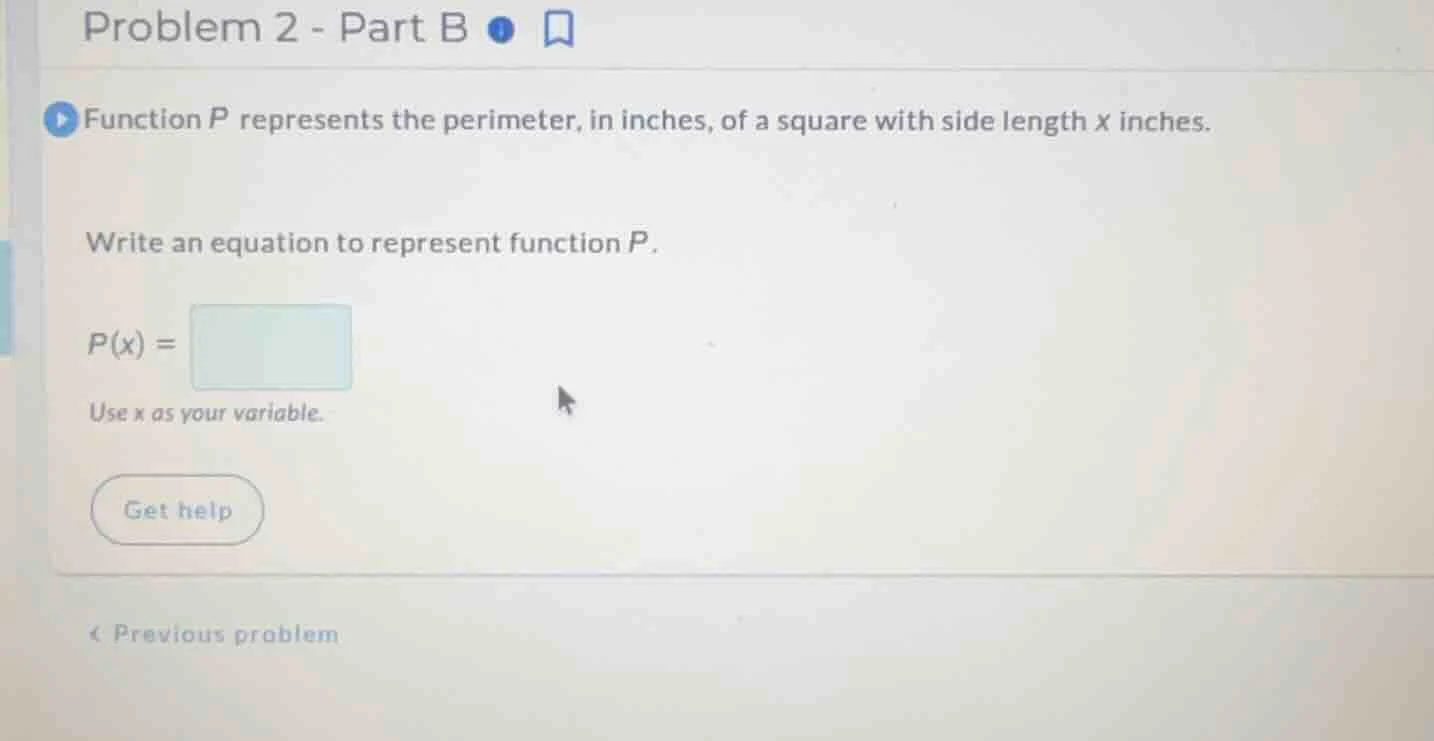 problem 2 - part b function p represents the perimeter, in inches, of a…