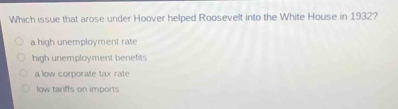 which issue that arose under hoover helped roosevelt into the white hou…