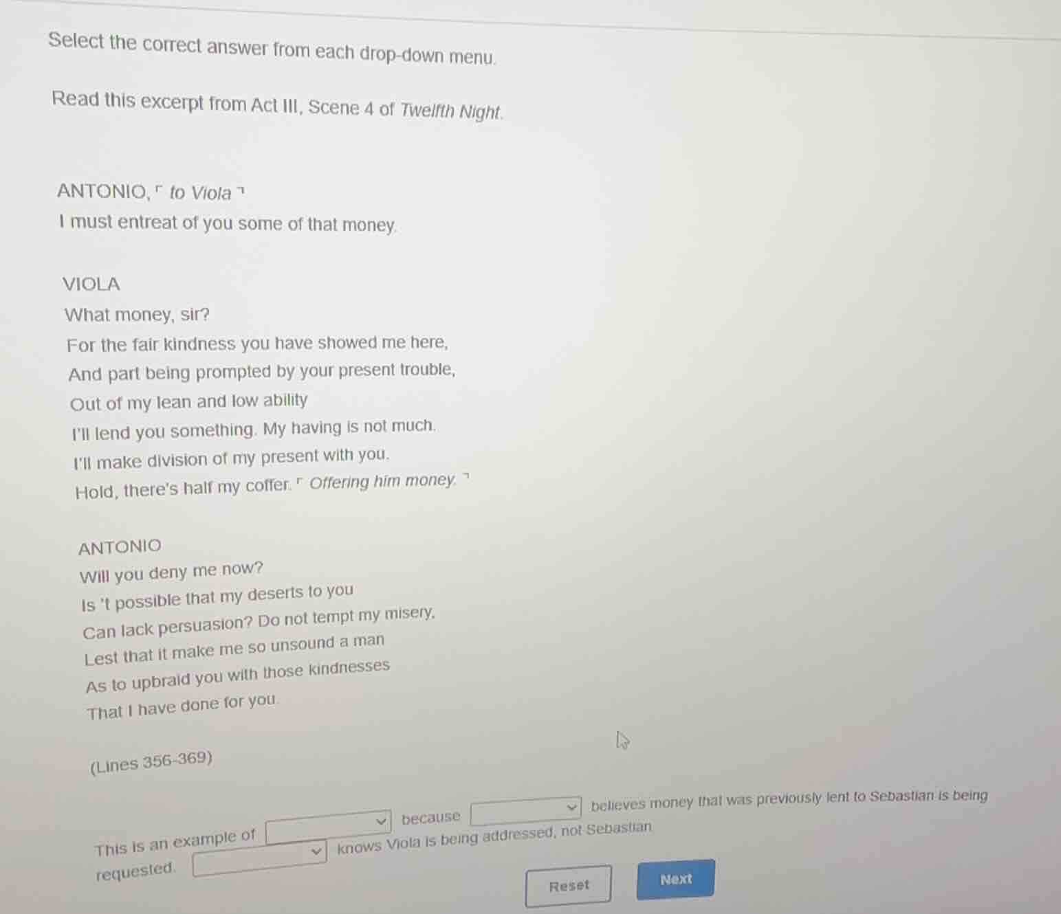 select the correct answer from each drop - down menu. read this excerpt…