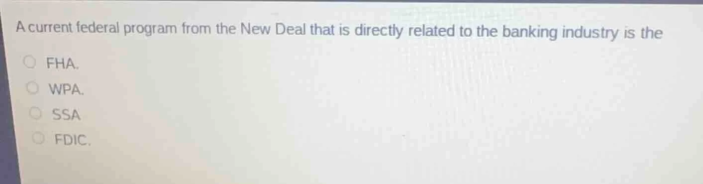 a current federal program from the new deal that is directly related to…