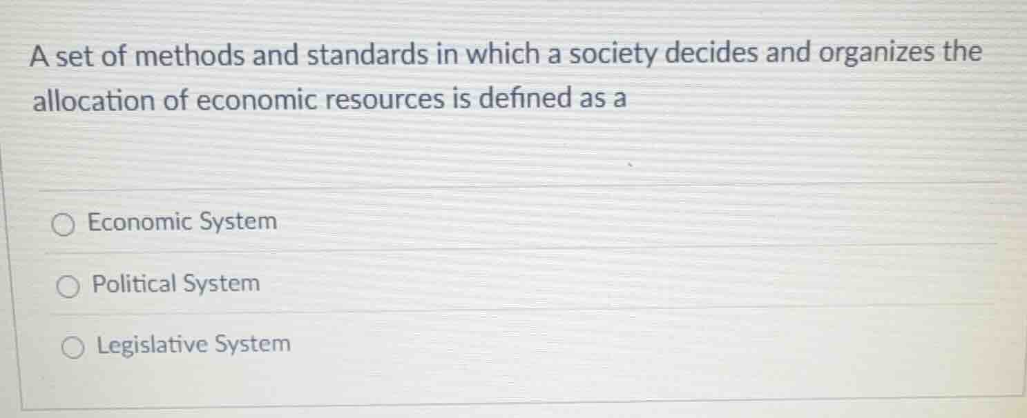 a set of methods and standards in which a society decides and organizes…
