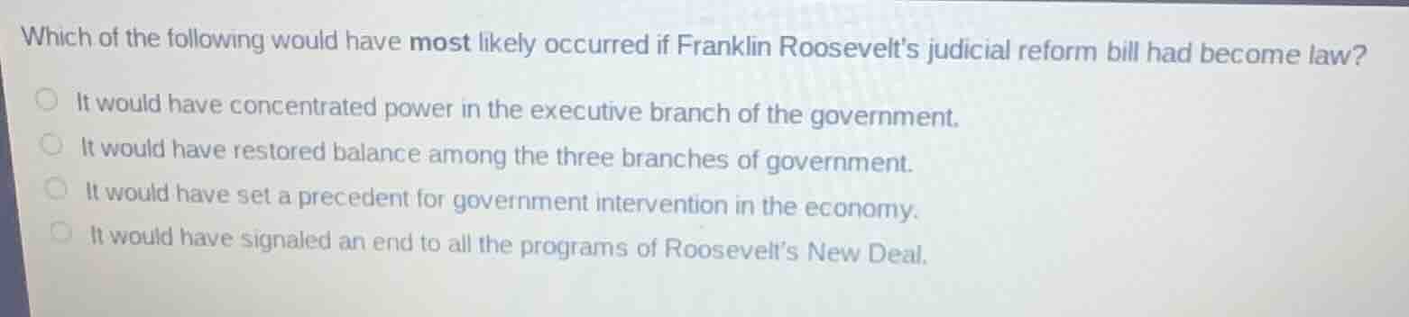 which of the following would have most likely occurred if franklin roos…