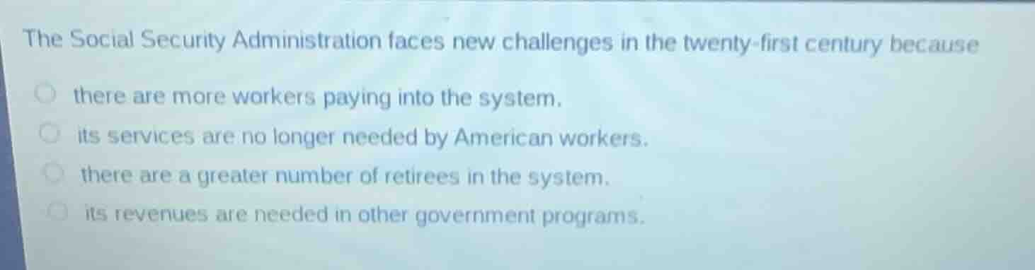 the social security administration faces new challenges in the twenty -…