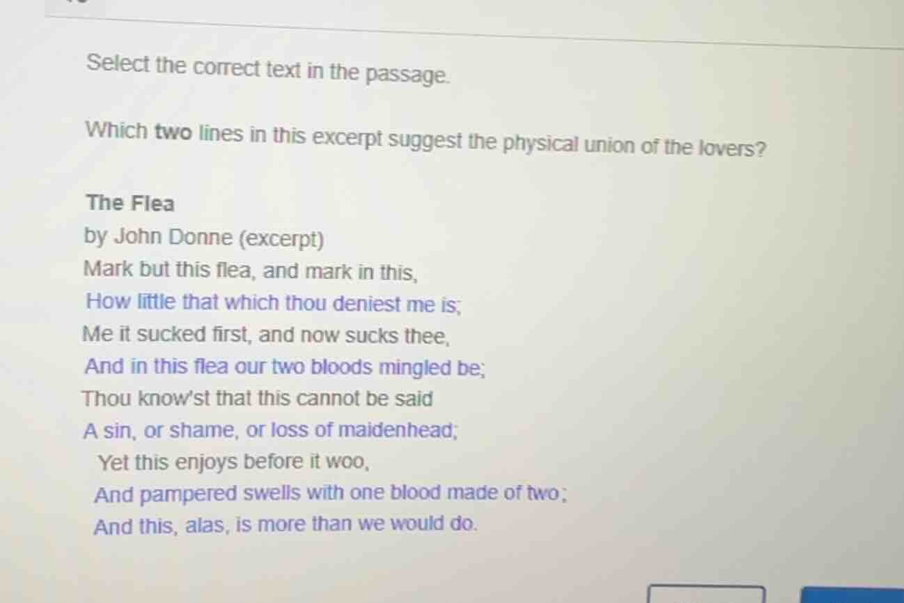 select the correct text in the passage. which two lines in this excerpt…