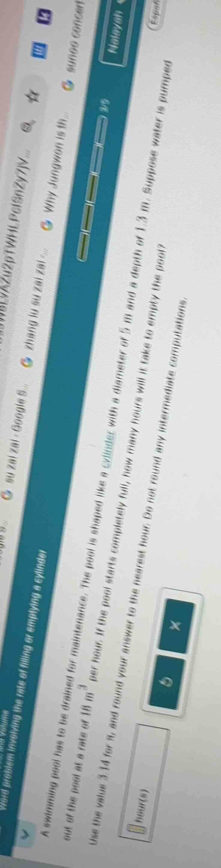 a swimming pool has to be drained for maintenance. the pool is shaped l…