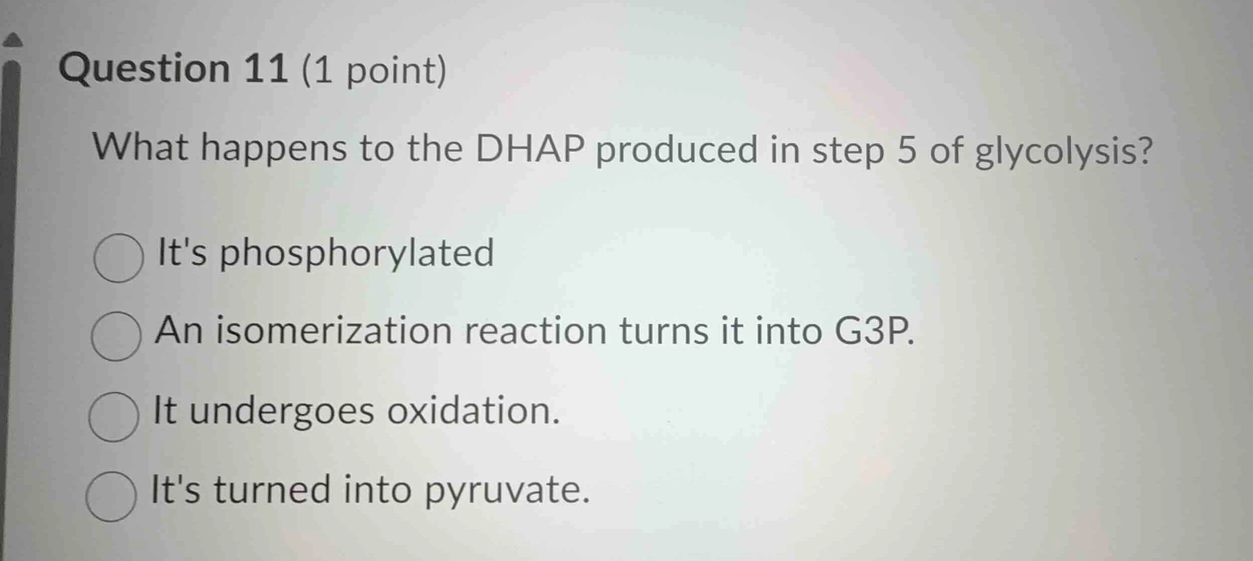 question 11 (1 point) what happens to the dhap produced in step 5 of gl…