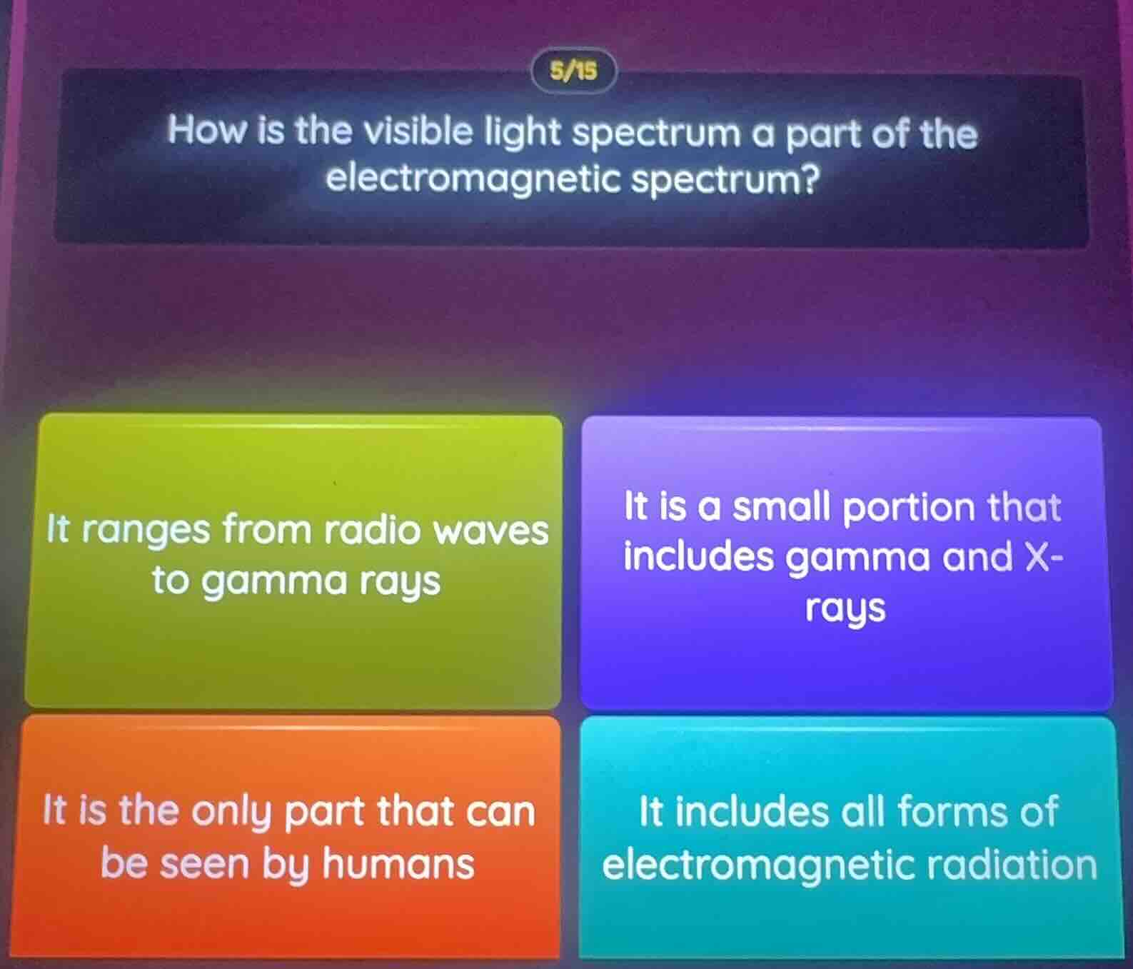 how is the visible light spectrum a part of the electromagnetic spectru…
