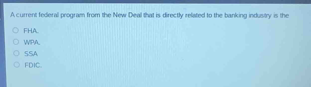 a current federal program from the new deal that is directly related to…