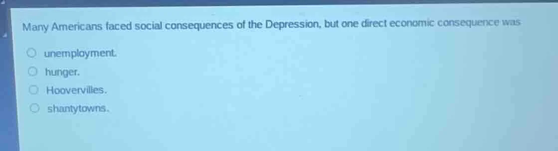 many americans faced social consequences of the depression, but one dir…