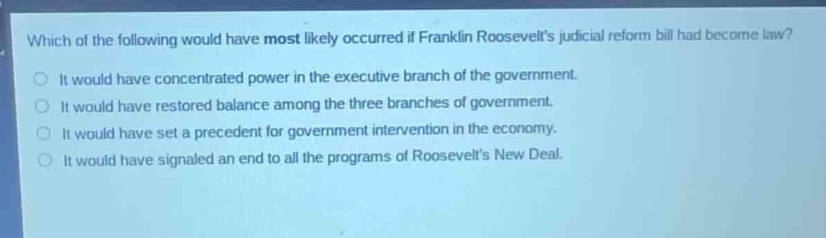 which of the following would have most likely occurred if franklin roos…