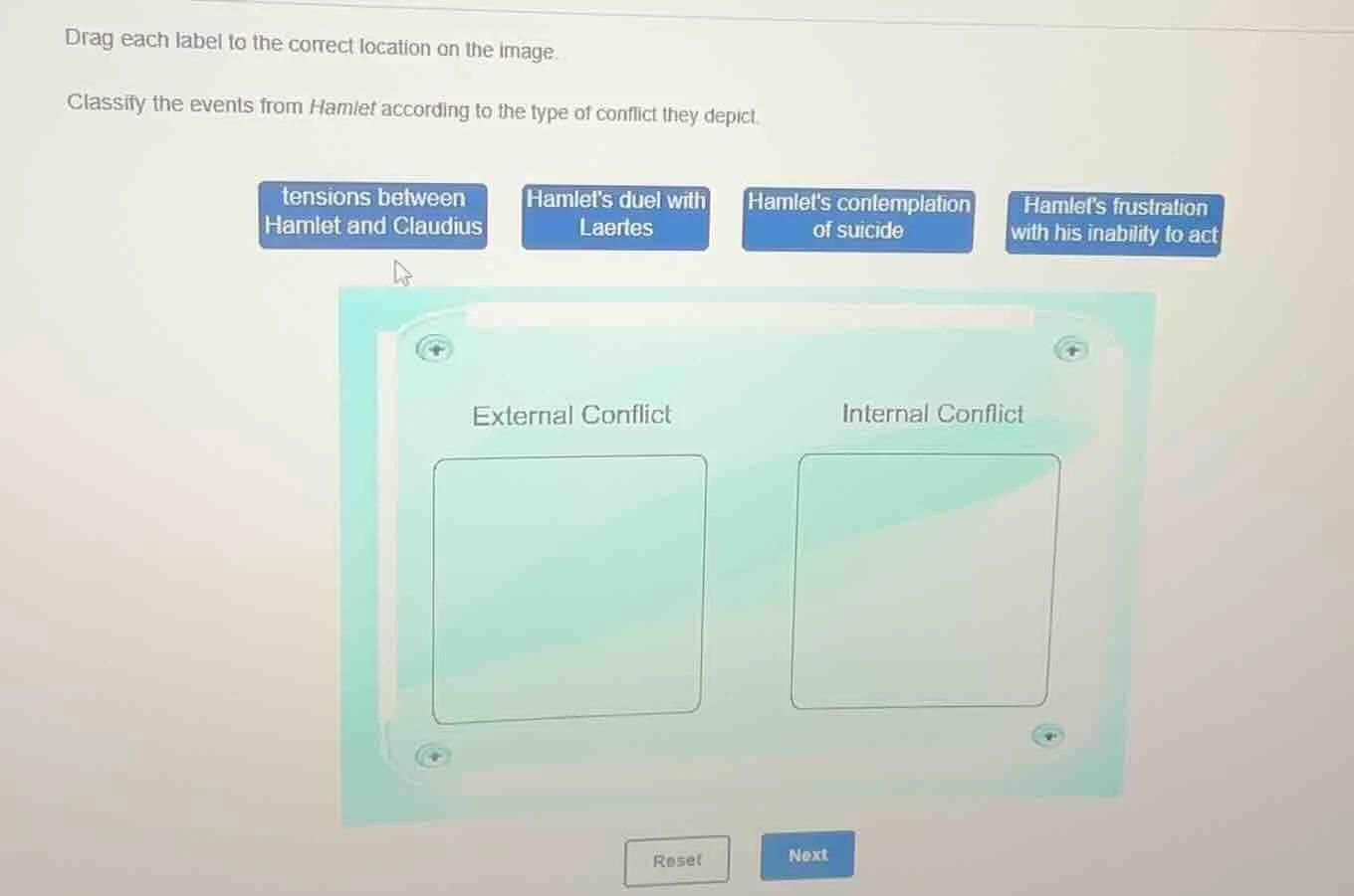 drag each label to the correct location on the image. classify the even…