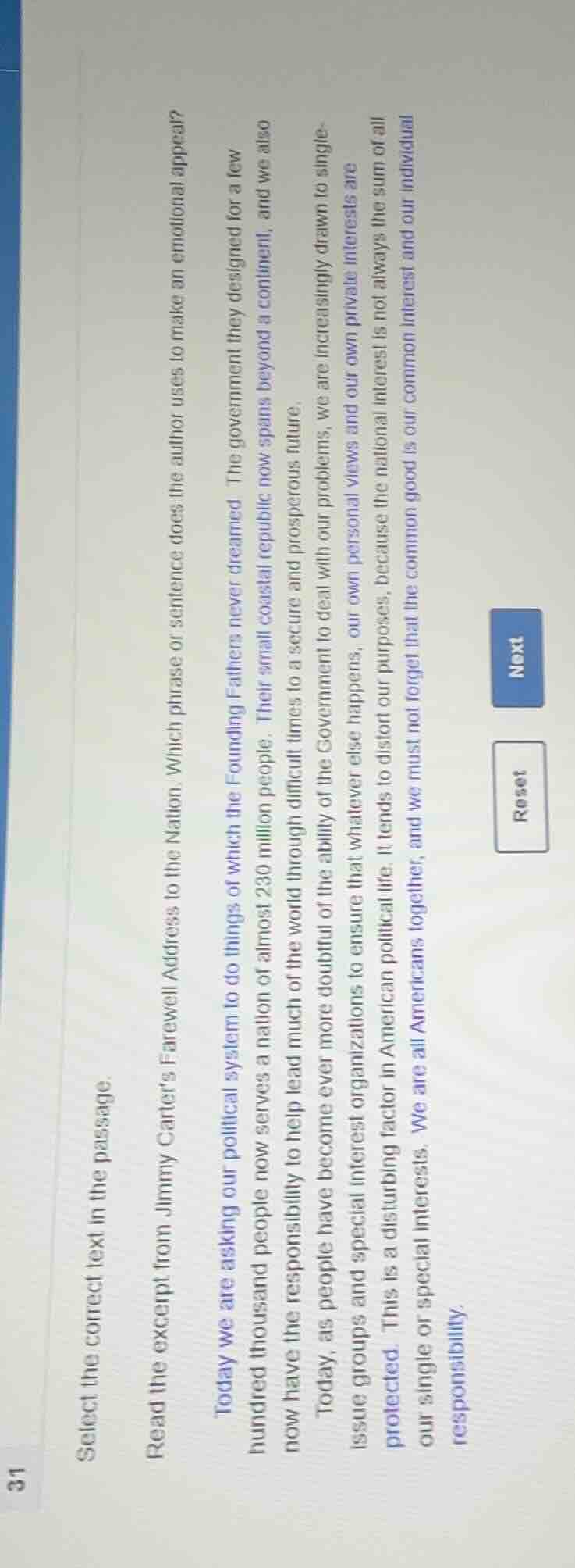 select the correct text in the passage. read the excerpt from jimmy car…