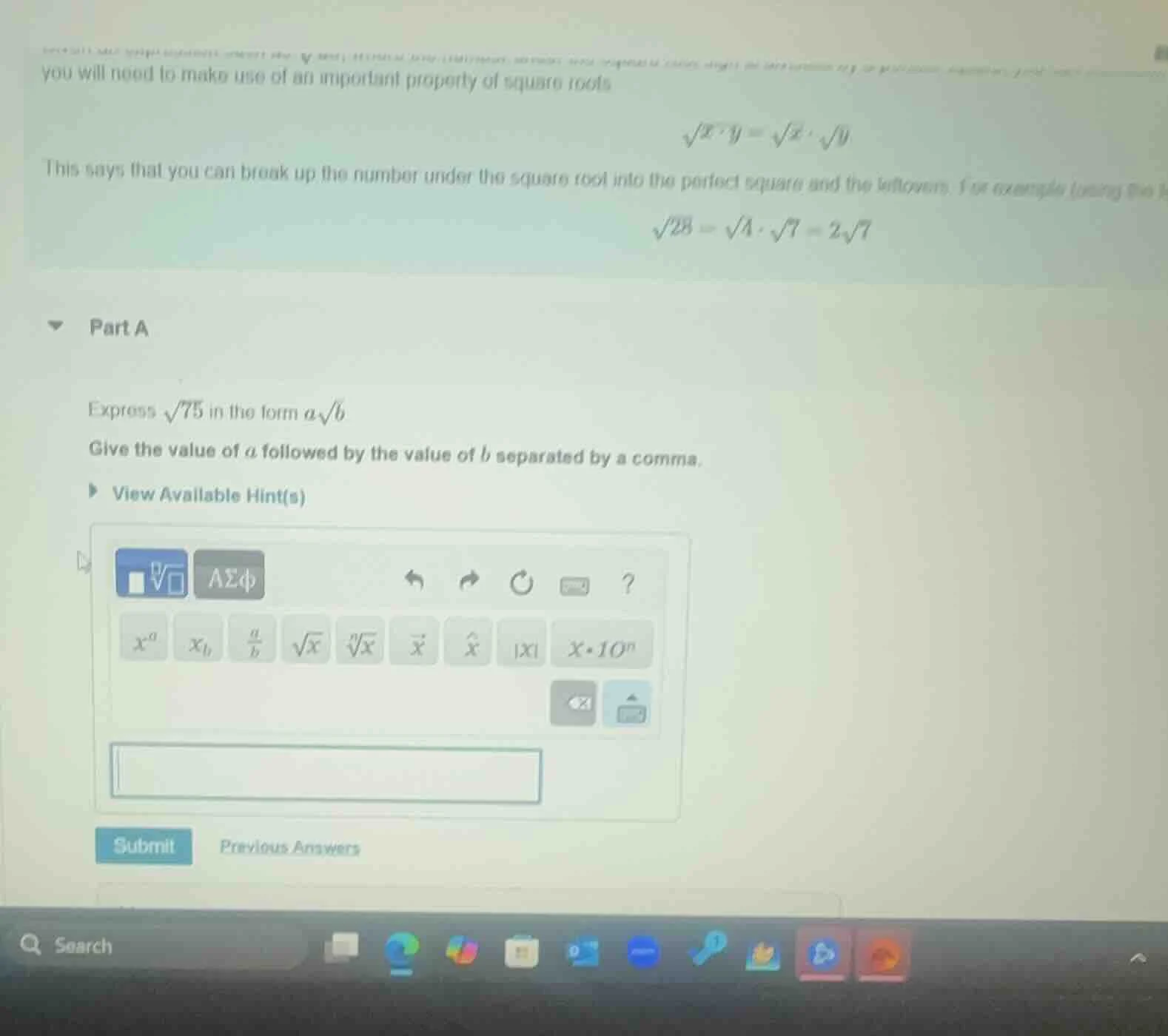you will need to make use of an important property of square roots \\(\…
