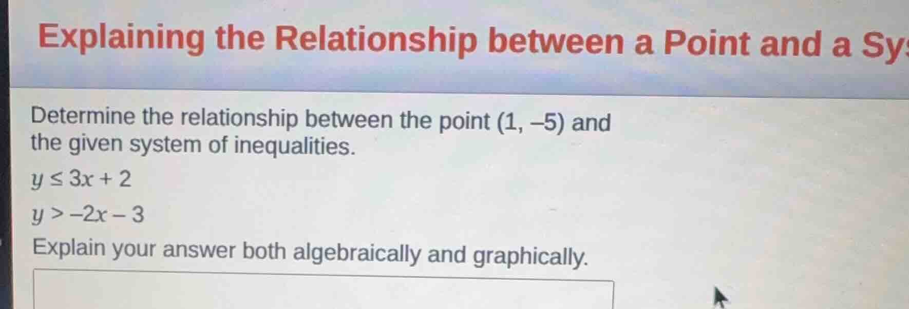 explaining the relationship between a point and a sys determine the rel…
