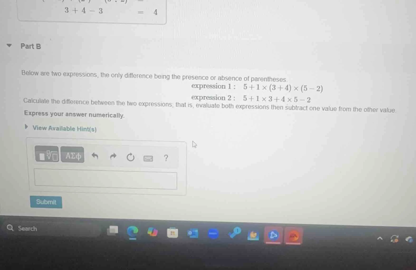part b below are two expressions, the only difference being the presenc…