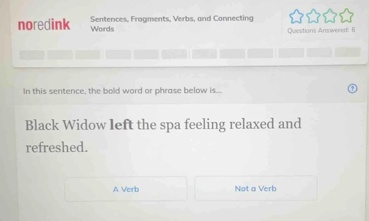 in this sentence, the bold word or phrase below is... black widow left …