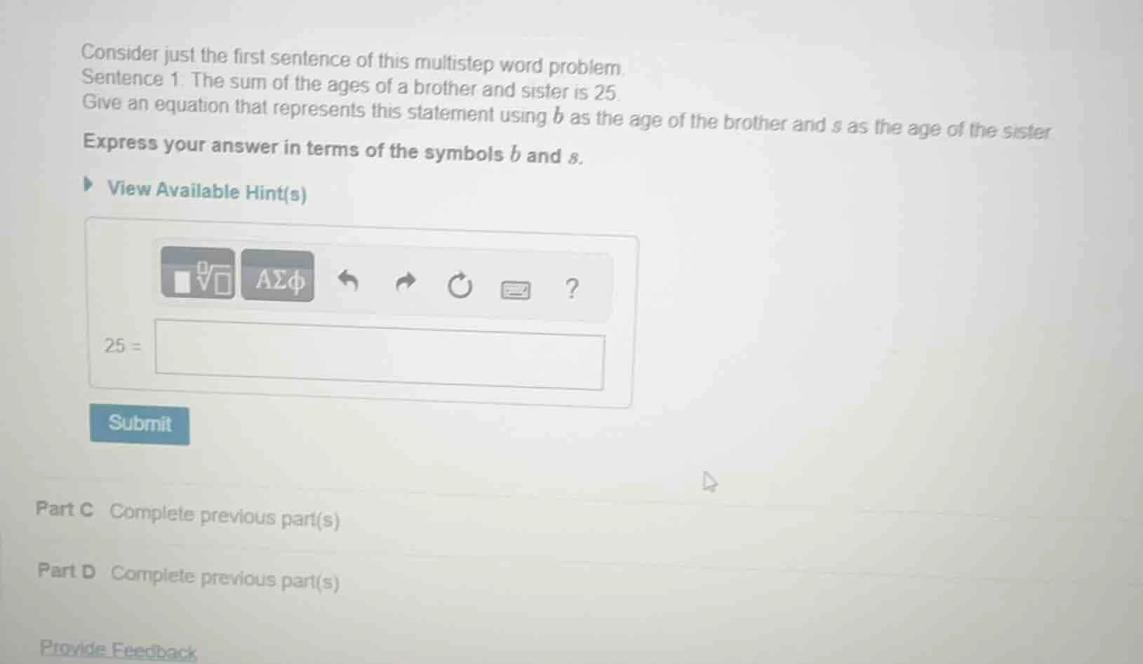 consider just the first sentence of this multistep word problem. senten…