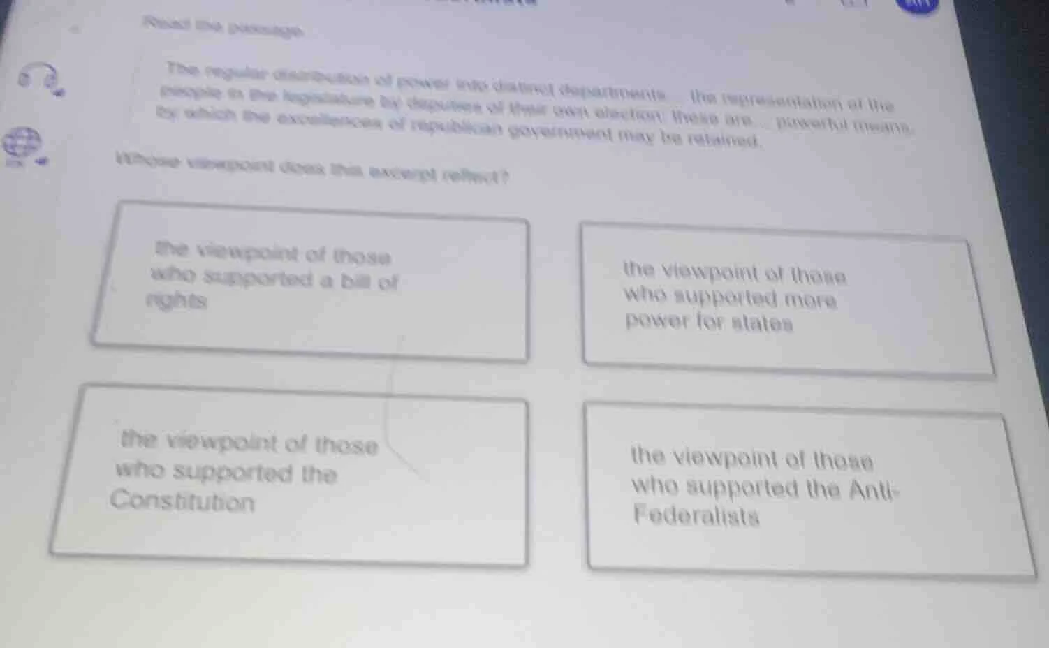 read the passage the regular distribution of powers into distinct depar…