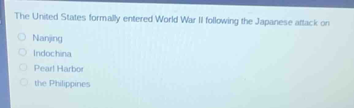 the united states formally entered world war ii following the japanese …