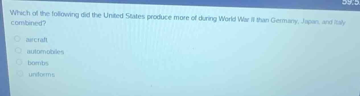 which of the following did the united states produce more of during wor…