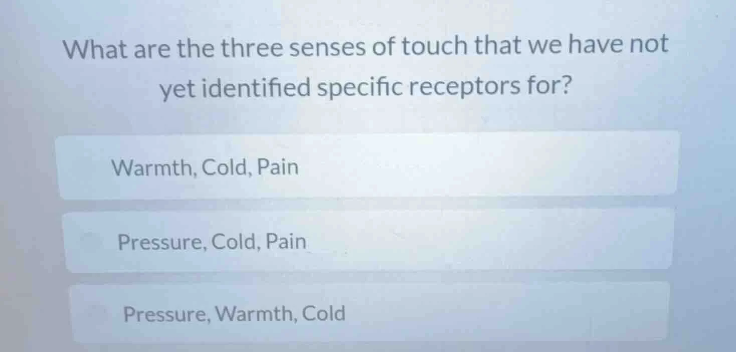 what are the three senses of touch that we have not yet identified spec…