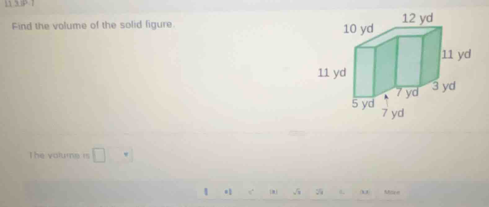 find the volume of the solid figure. the volume is