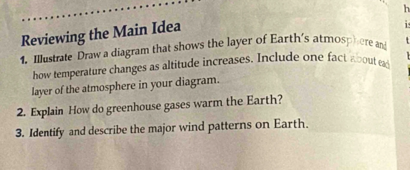reviewing the main idea 1. illustrate draw a diagram that shows the lay…