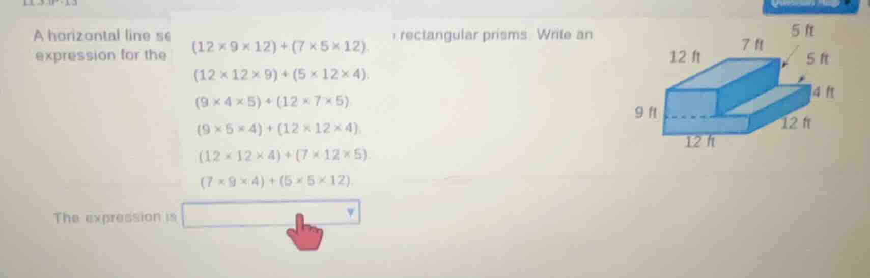 a horizontal line se expression for the rectangular prisms write an (12…