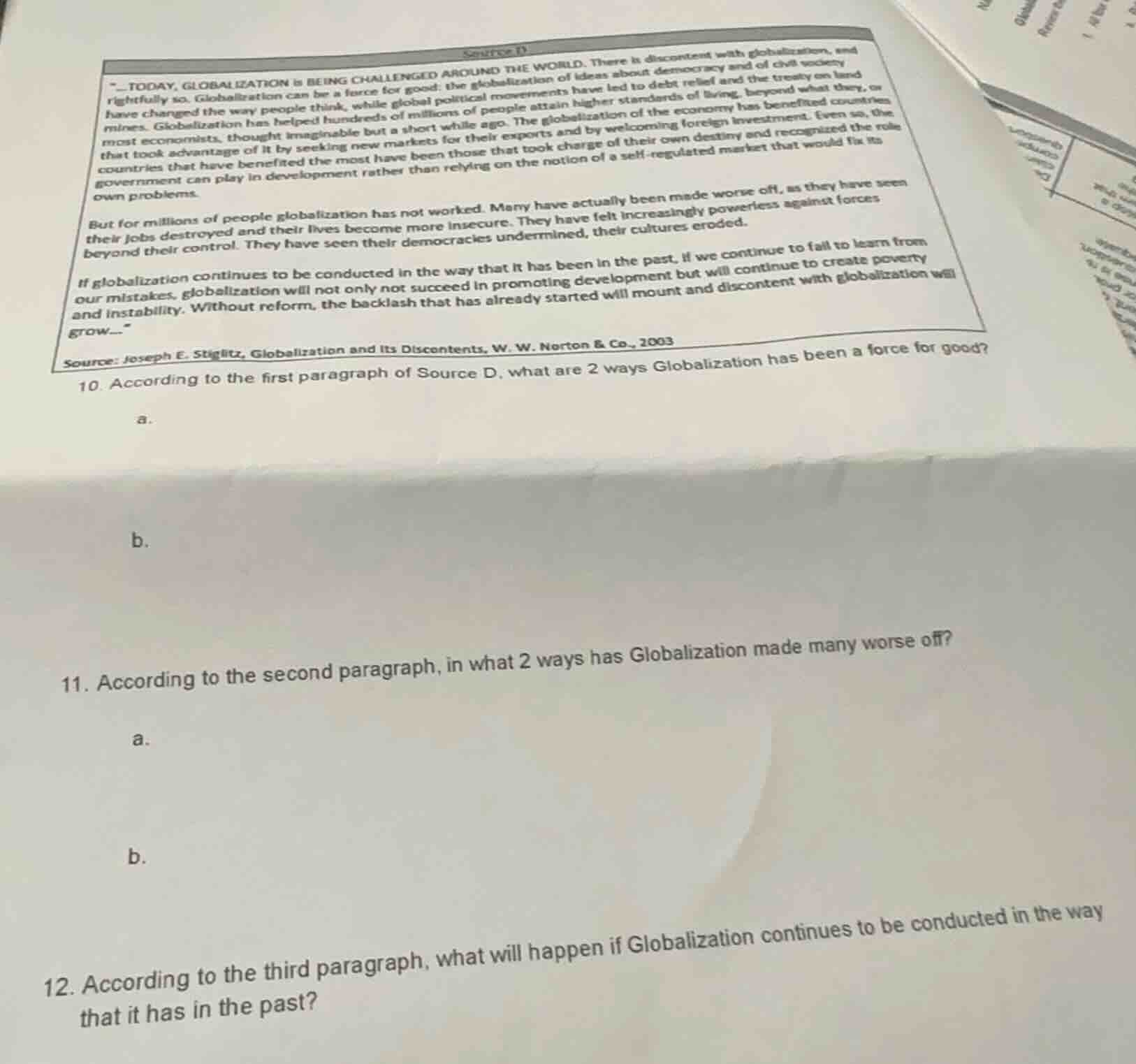 source d \...today, globalization is being challenged around the world.…